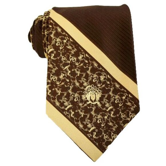 Oleg Cassini Vintage 1970s Wide Tie Brown Gold Necktie - Picture 1 of 3